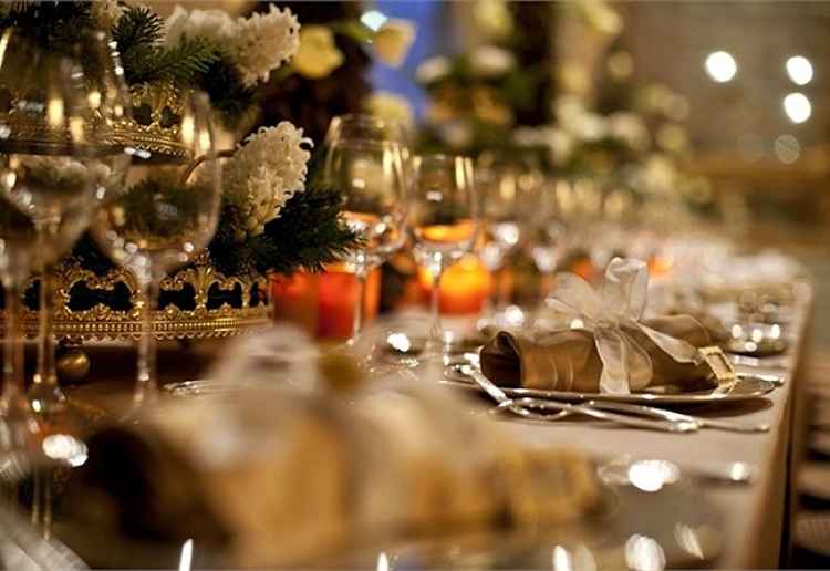 A table set for New Year's Eve dinner.